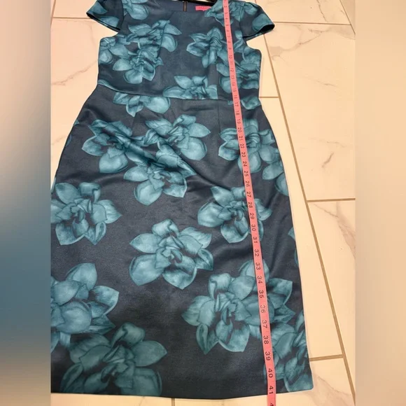 Betsey Johnson Blue Flower Cocktail Wedding Professional Workwear Dress 10 - Picture 10 of 12